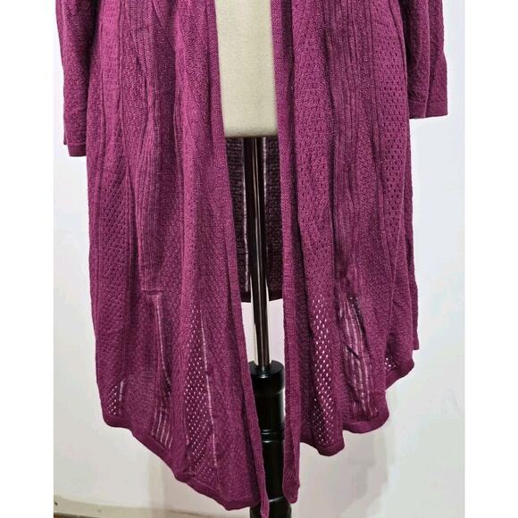 Torrid Slub Knit Women's Sz 3 Cardigan Drape Front Hi-Low Lightweight Purple - Picture 5 of 9